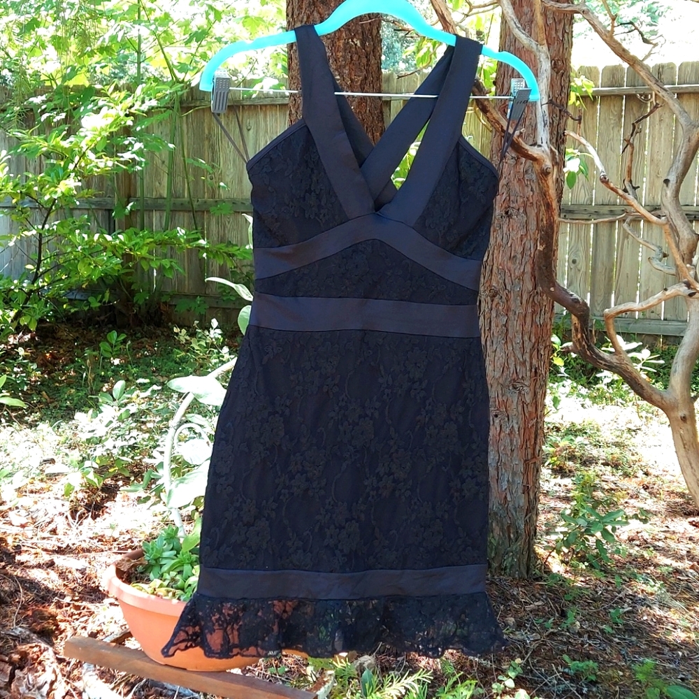 Black satin and lace lingerie / dress
